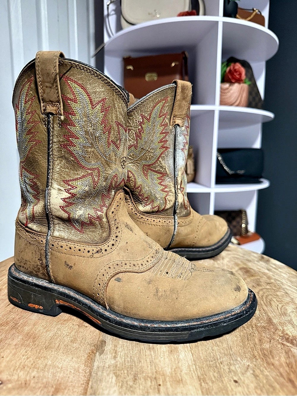 Ariat Fatbaby Western Boots Brown & Gold US 3